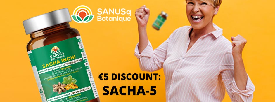 SANUSq Health Sacha Inchi plant-based Omega 3 capsules with £5 discount code SACHA-5