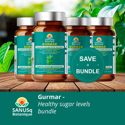 SANUSq Botanique Gurmar savings bundle – 4 bottles to support healthy blood sugar and glucose levels