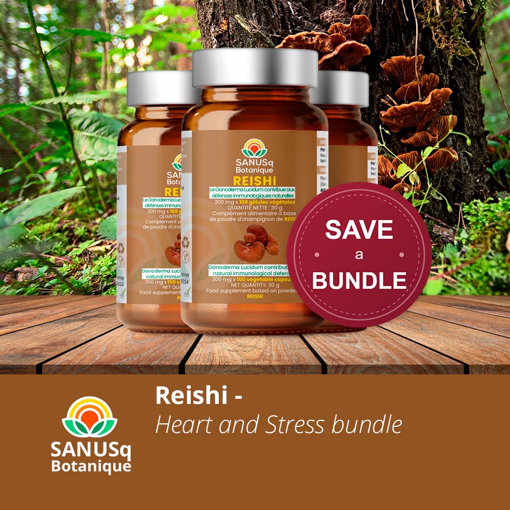 SANUSq Botanique Reishi mushroom savings bundle – 3 bottles for heart health and stress relief