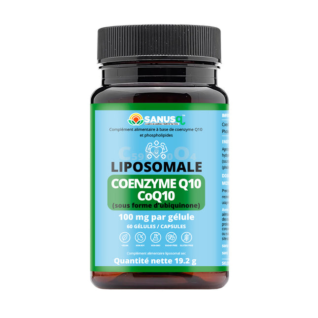 SANUSq Health CoQ10 liposomal 100mg flacon complément – 60 gélules vegan sans gluten