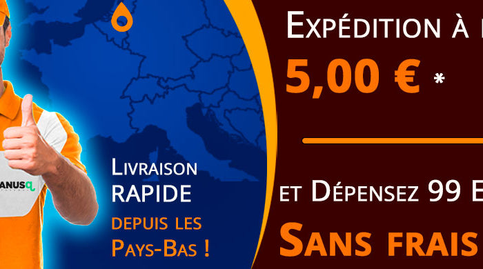 Livreur souriant SANUSq Health, livraison rapide depuis les Pays-Bas à partir de 5 € et gratuite dès 99 € d'achat